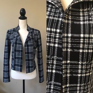Plaid black/white houndtooth print jarket